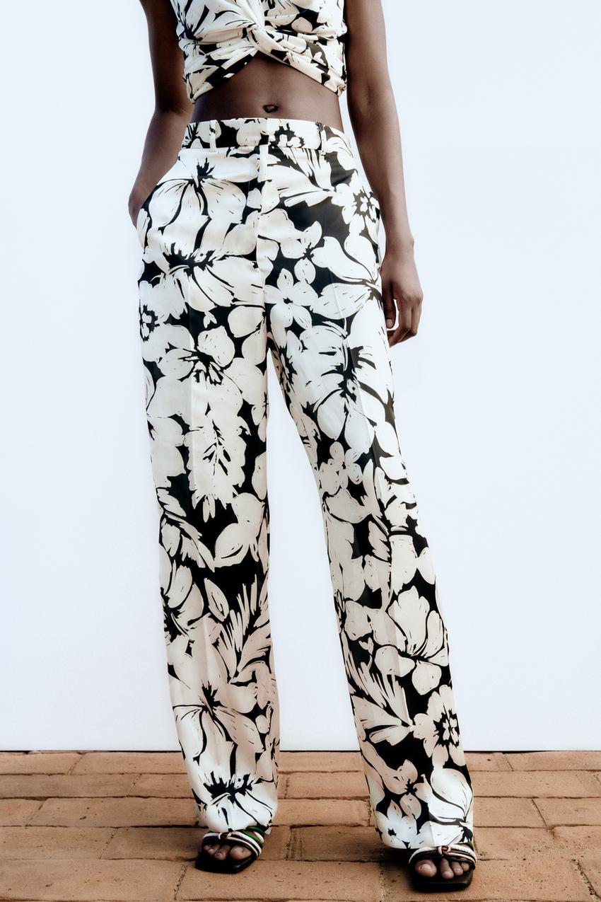 Tropical print trousers zara Clearance
