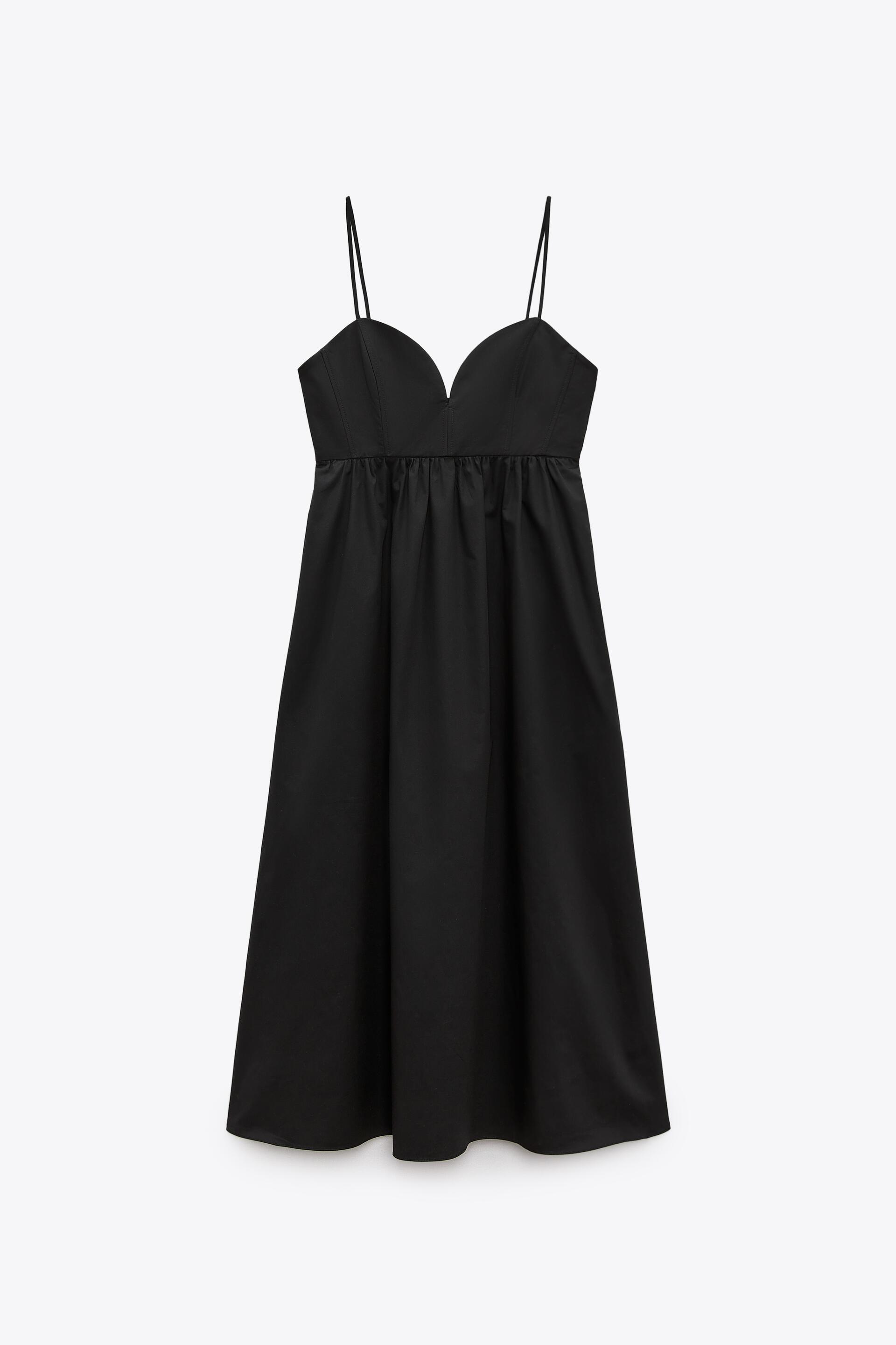 ポプリン地ミディ丈ワンピース ブラック Zara Japan 日本 ポプリン地ミディ丈ワンピース ブラック Zara Japan 日本