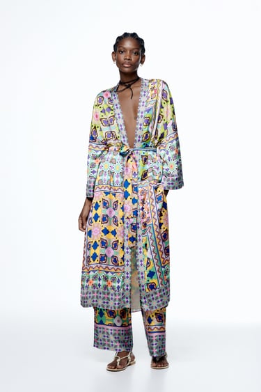 Image 0 of PRINTED KIMONO WITH BELT from Zara