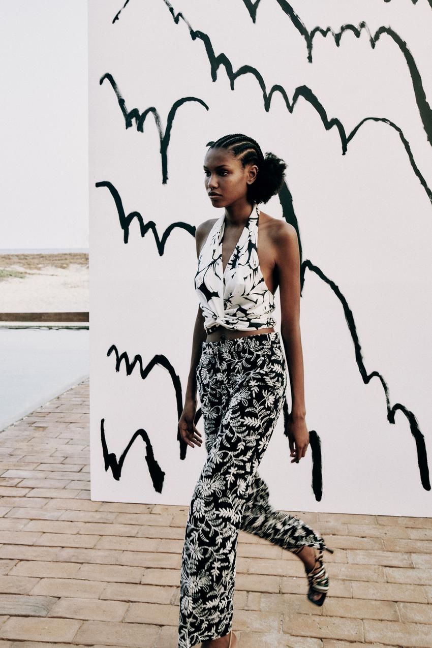 Zara printed halter neck top Clearance