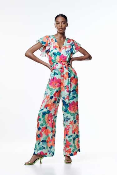 Image 0 of FLORAL PRINT JUMPSUIT from Zara