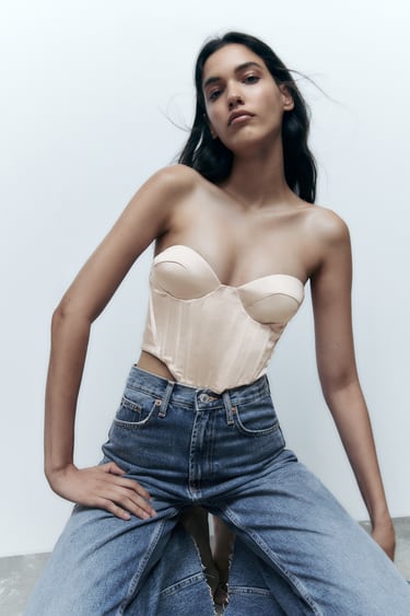 Image 0 of SATIN EFFECT CORSET TOP from Zara