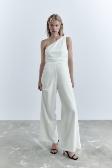 Image 0 of ASYMMETRIC JUMPSUIT WITH PLEATS from Zara