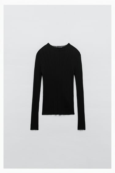 Image 0 of LONG SLEEVE RIBBED TOP from Zara