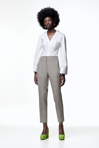 Image 0 of HIGH-WAIST TROUSERS from Zara