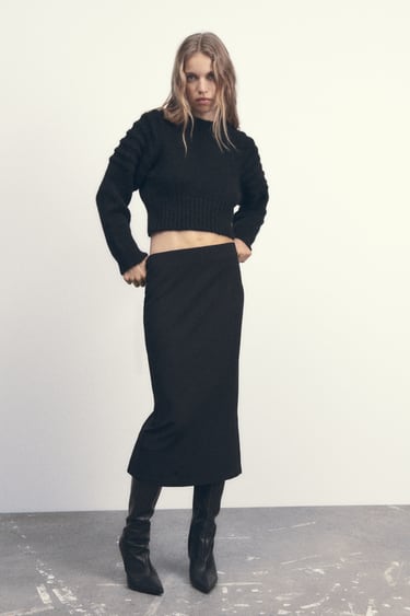 Image 0 of MIDI SKIRT WITH SLIT from Zara
