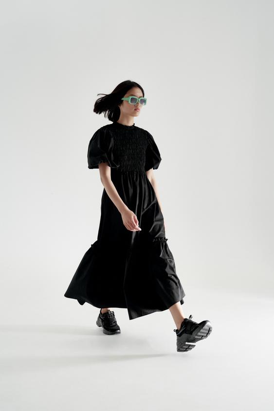 ポプリン パネルワンピース ブラック Zara Japan 日本 ポプリン パネルワンピース ブラック Zara Japan 日本