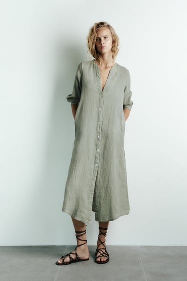 Image 0 of LINEN TUNIC DRESS from Zara