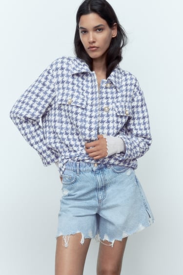 Image 0 of PEARL BUTTON TEXTURED OVERSHIRT from Zara
