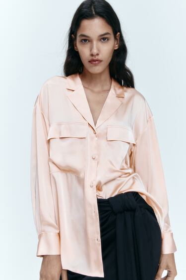 Image 0 of SATIN SHIRT WITH PATCH POCKETS from Zara