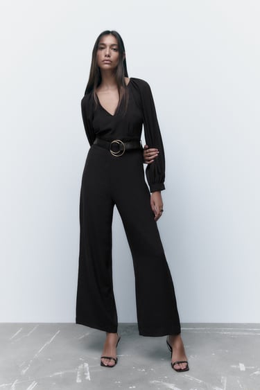 Image 0 of LONG BELTED JUMPSUIT from Zara