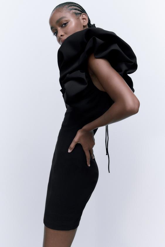 ボリュームデザインミニワンピース ブラック Zara Japan 日本 ボリュームデザインミニワンピース ブラック Zara Japan 日本