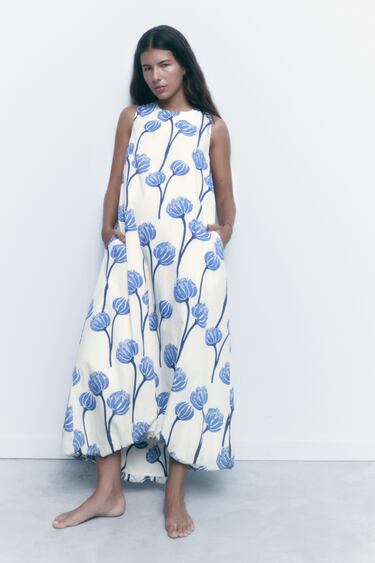 Image 0 of 100% COTTON PRINTED DRESS from Zara