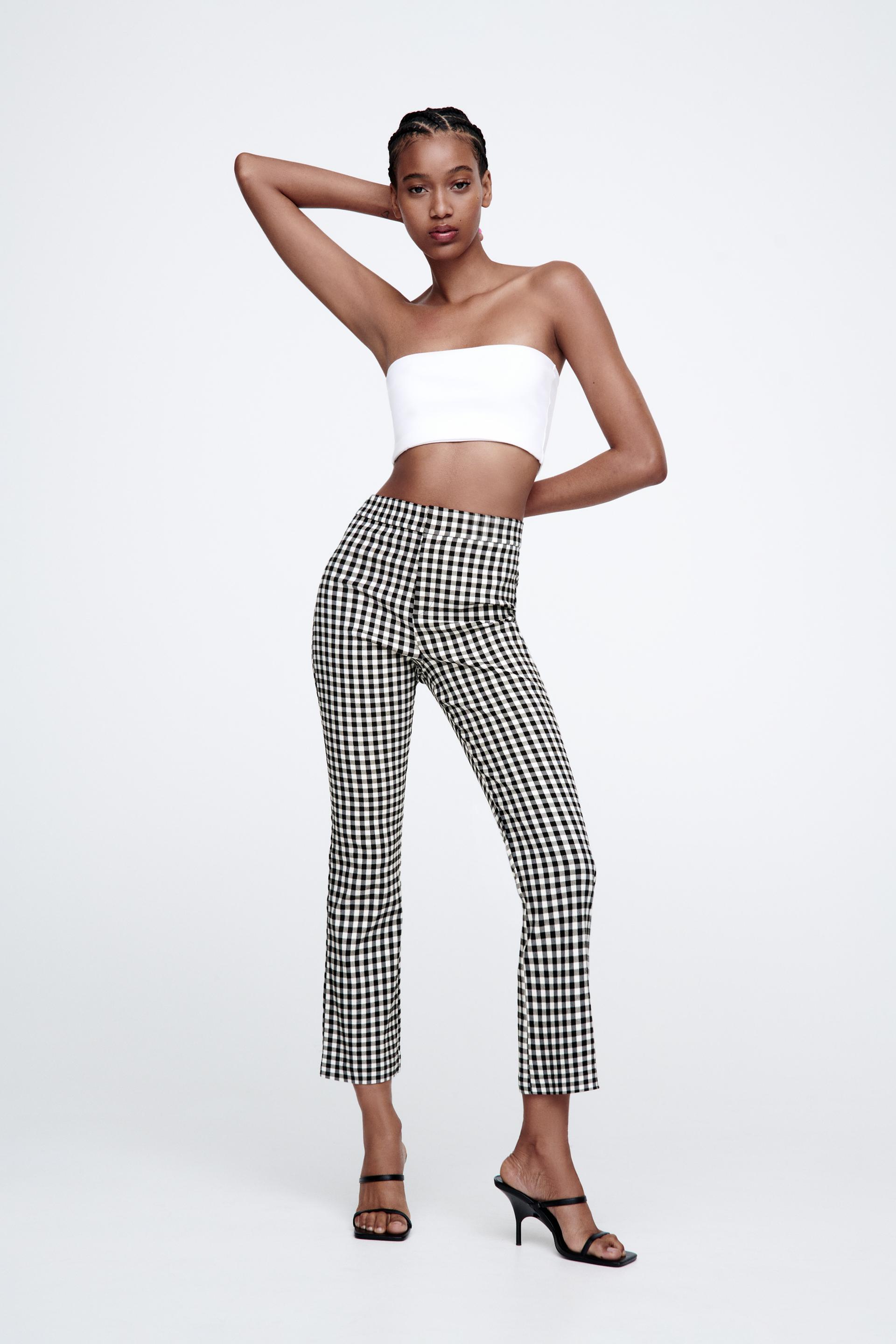 ギンガムチェック ミニフレアパンツ ホワイト ブラック Zara Japan 日本 ギンガムチェック ミニフレアパンツ ホワイト ブラック Zara Japan 日本