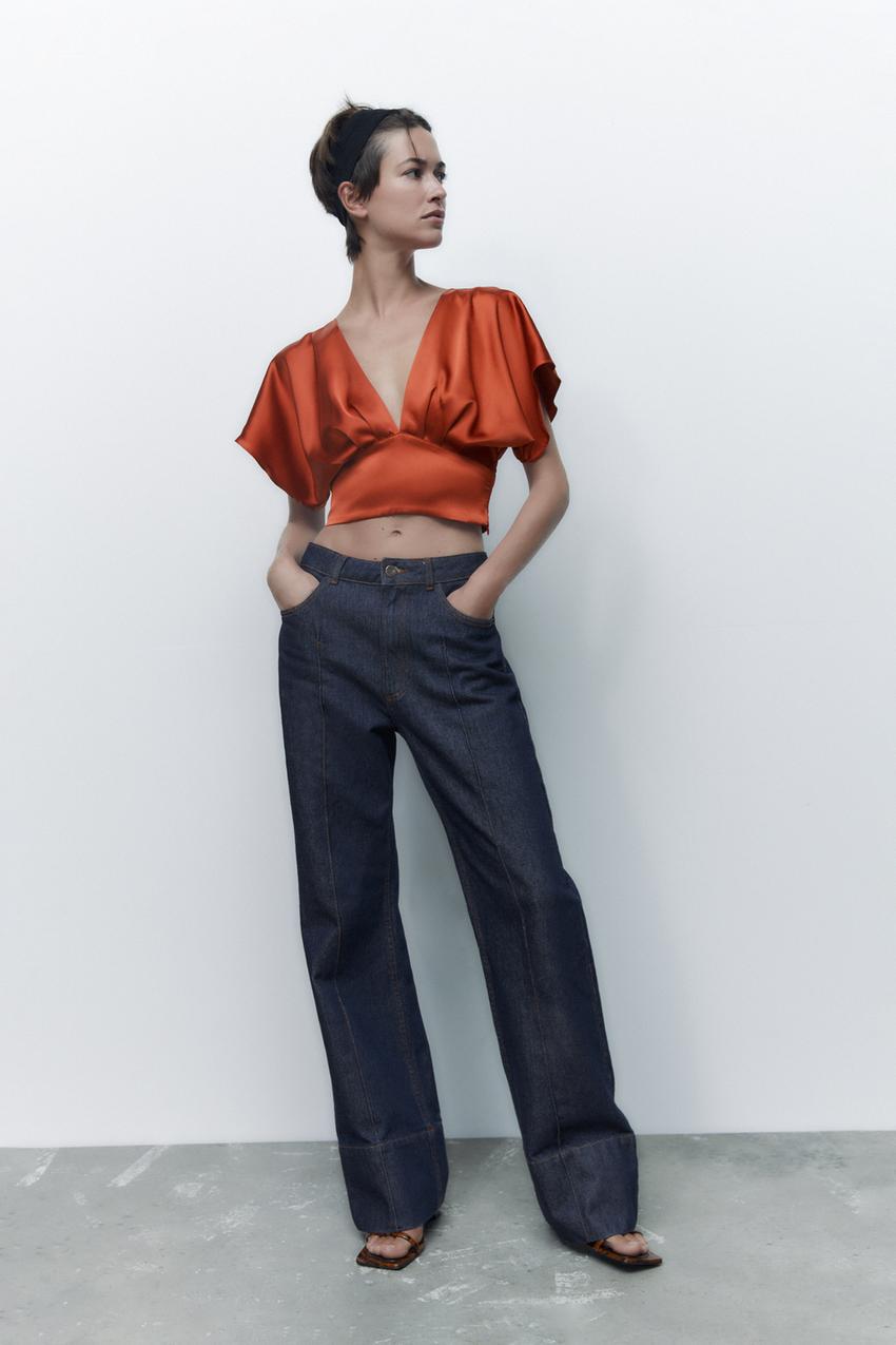 Zara satin top with bow Clearance