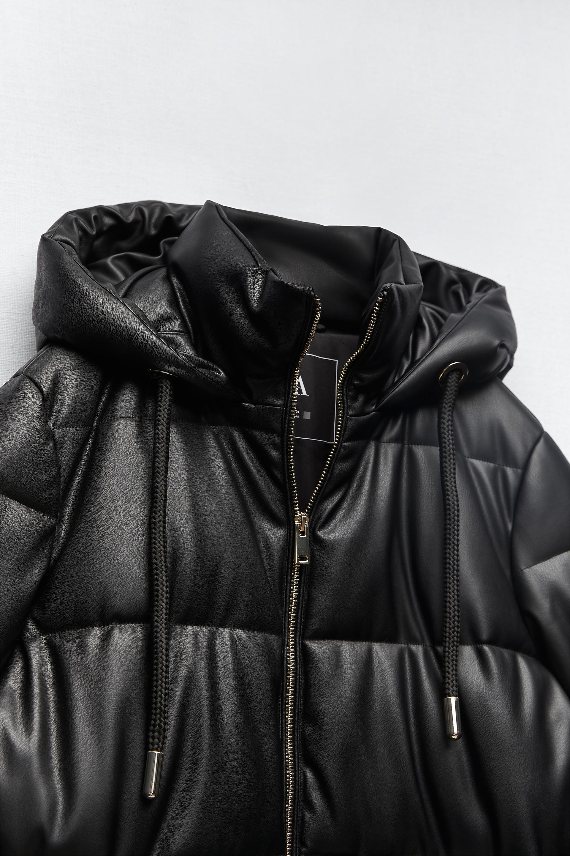 Cuero Chaleco Negro Acolchado Zara Cuero Chaleco Acolchado Zara