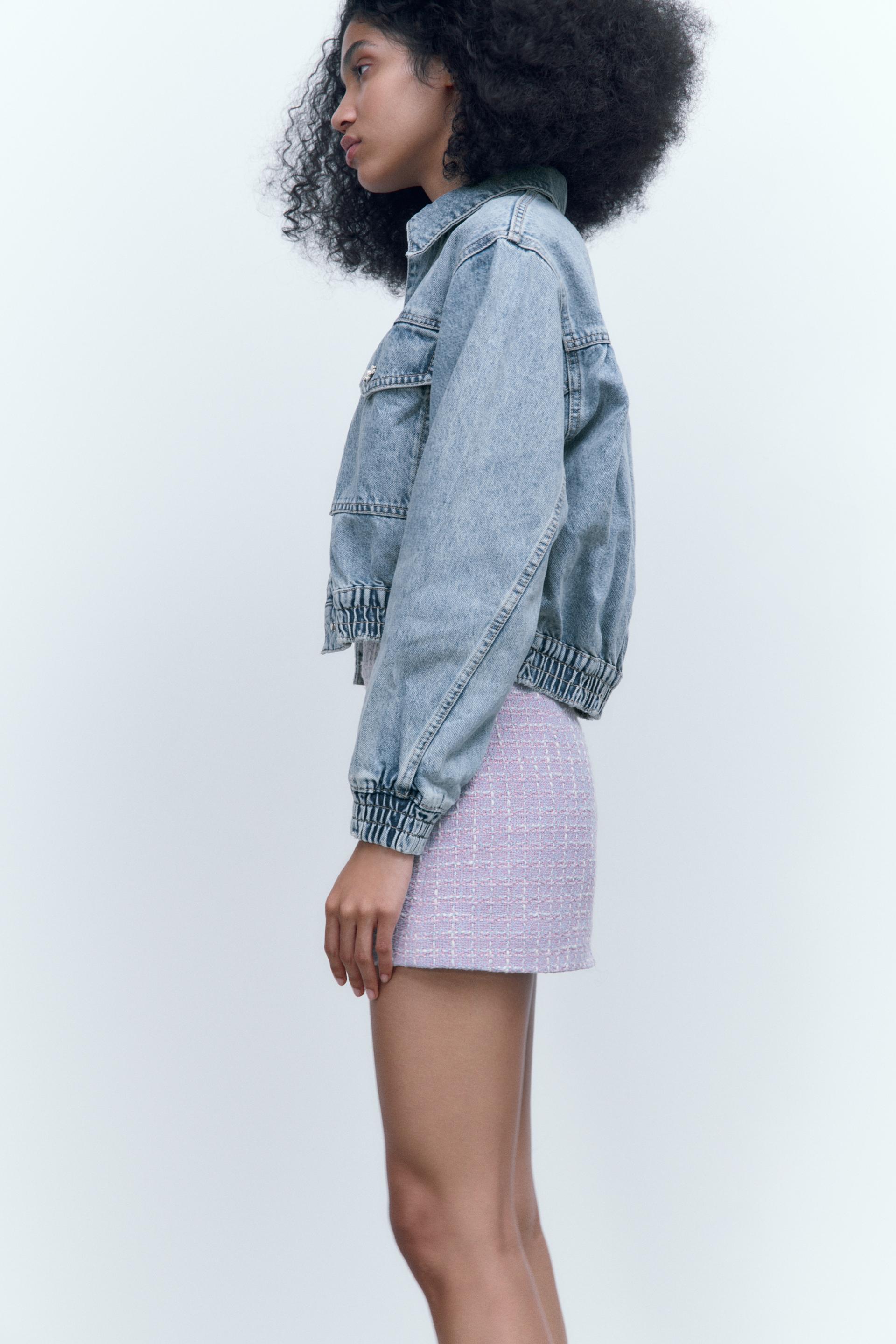 CROPPED DENIM JACKET - Blue | ZARA 
