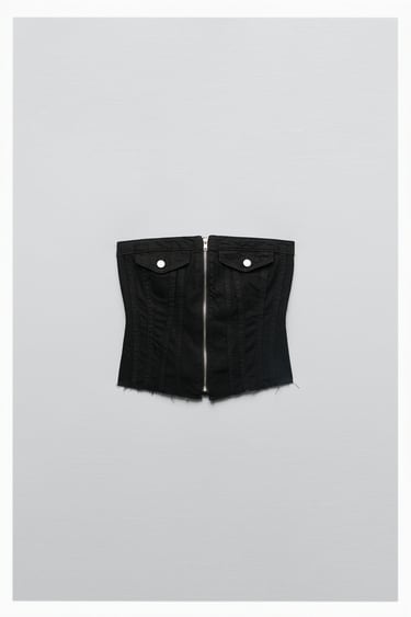 Image 0 of CORSET STYLE DENIM TOP TRF from Zara