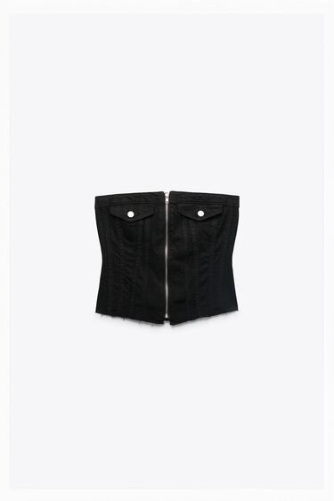Image 0 of CORSET STYLE DENIM TOP TRF from Zara