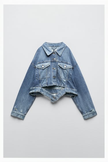 Image 0 of CROPPED STRAIGHT FIT DENIM JACKET from Zara