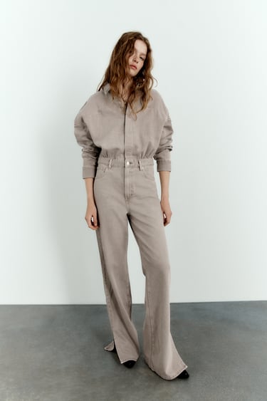 Image 0 of TRF LONG DENIM JUMPSUIT from Zara