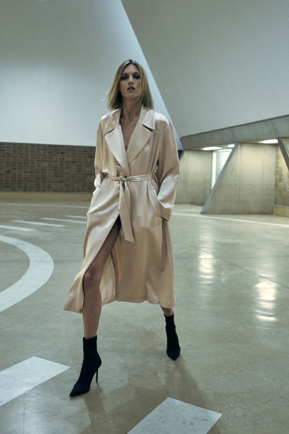 SATIN TRENCH COAT WITH BELT