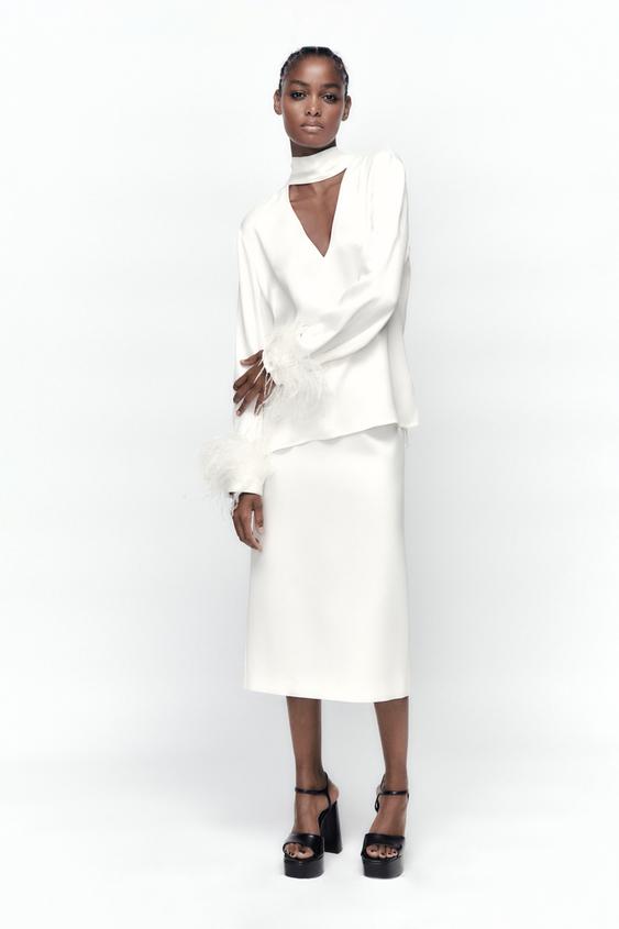 Zara feather sleeve shirt Clearance