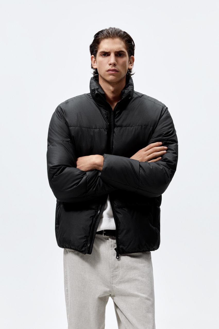 Black puffer jacket mens zara Clearance