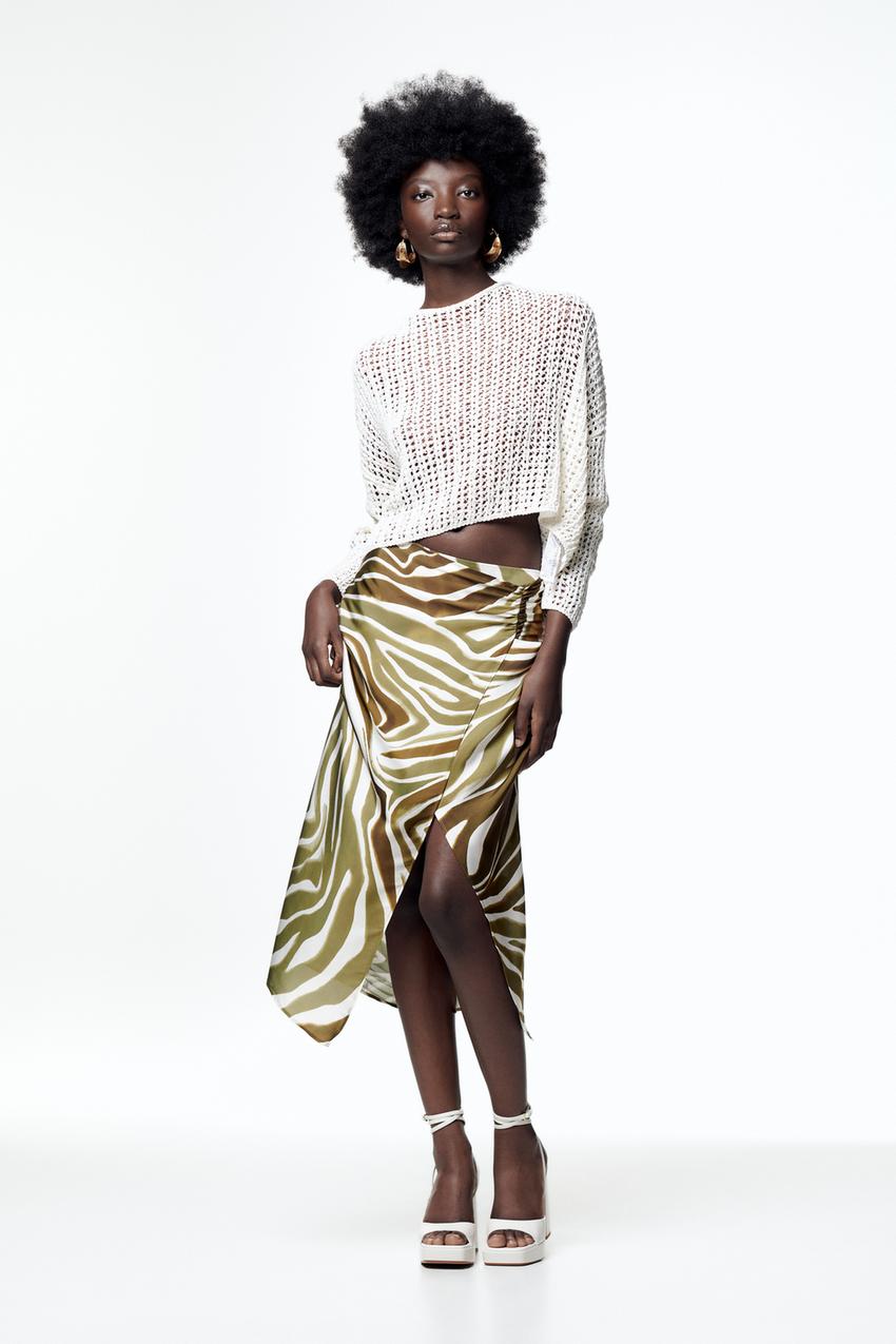 Printed wrap skirt zara Outlet