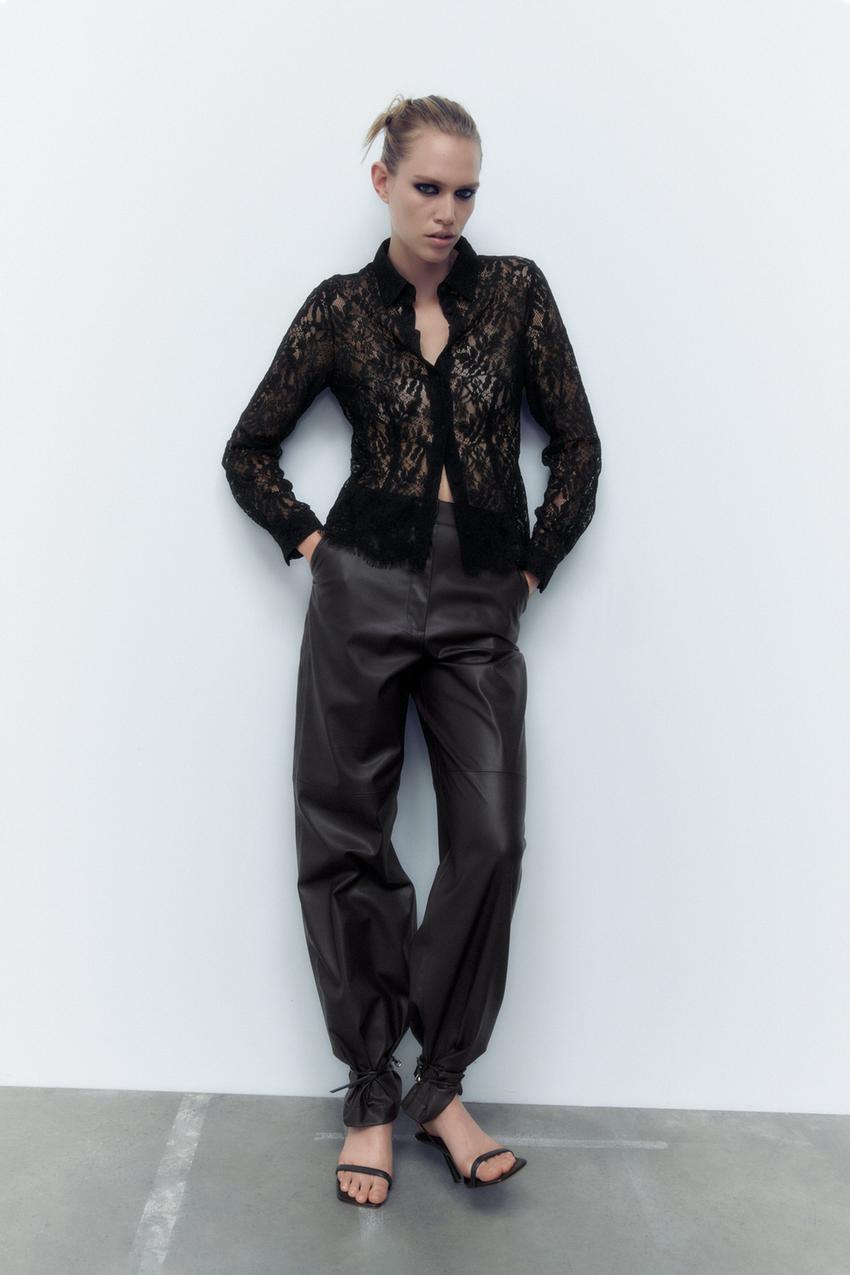 Zara black lace shirt Clearance