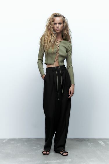 Image 0 of STRAIGHT-LEG DARTED MASCULINE TROUSERS from Zara