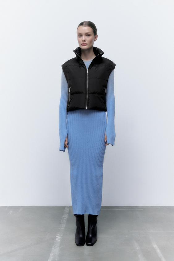 cropped puffer gilet zara