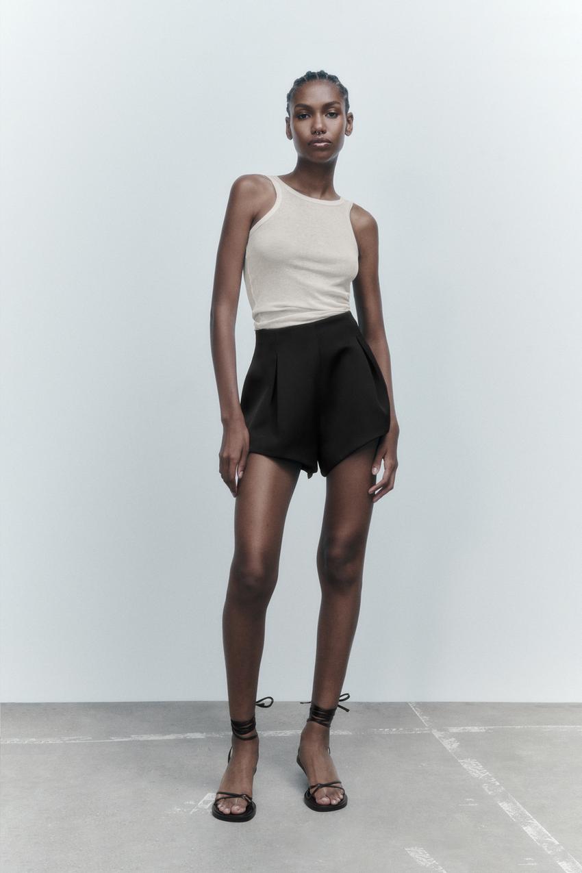 Zara black satin shorts Clearance