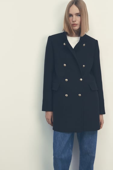 Image 0 of DOUBLE BREASTED WOOL BLEND COAT from Zara