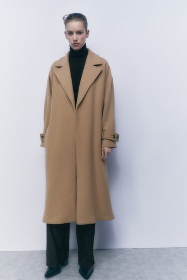 Image 0 of WOOL BLEND COAT WITH BELT from Zara
