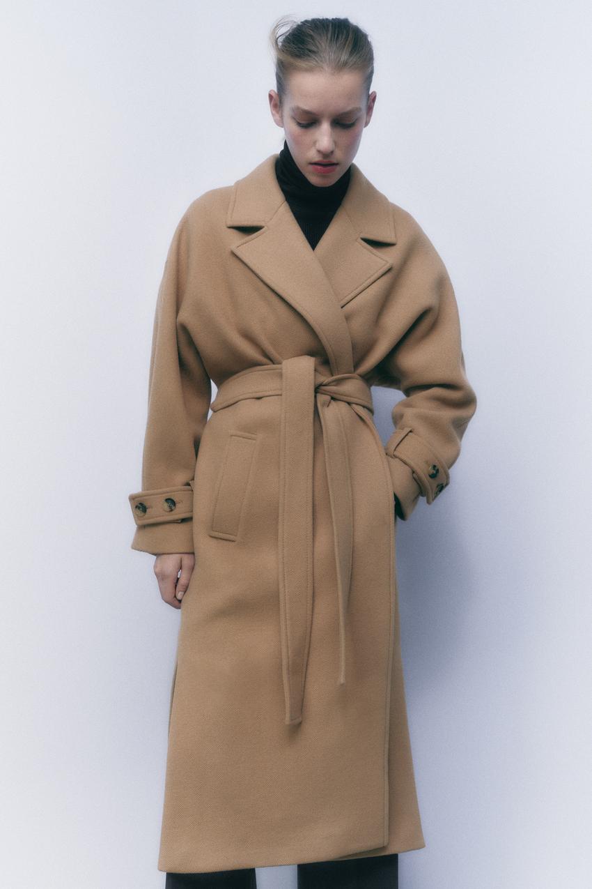 Zara tan coat womens Clearance
