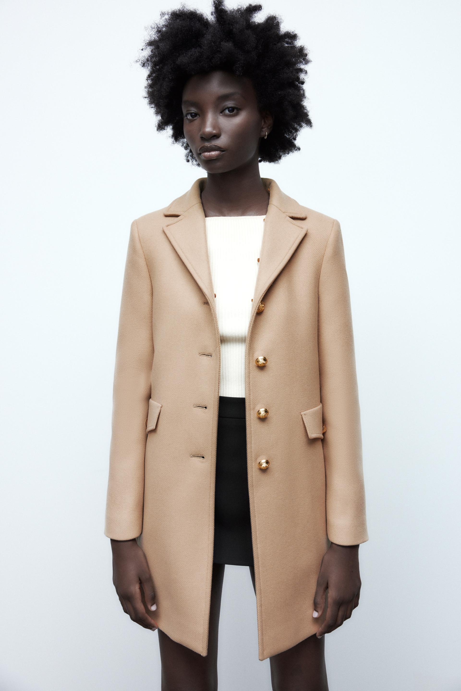 Zara wool blend buttoned coat Clearance