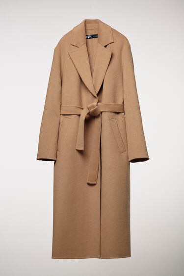 Image 0 of WOOL BLEND BELTED COAT from Zara