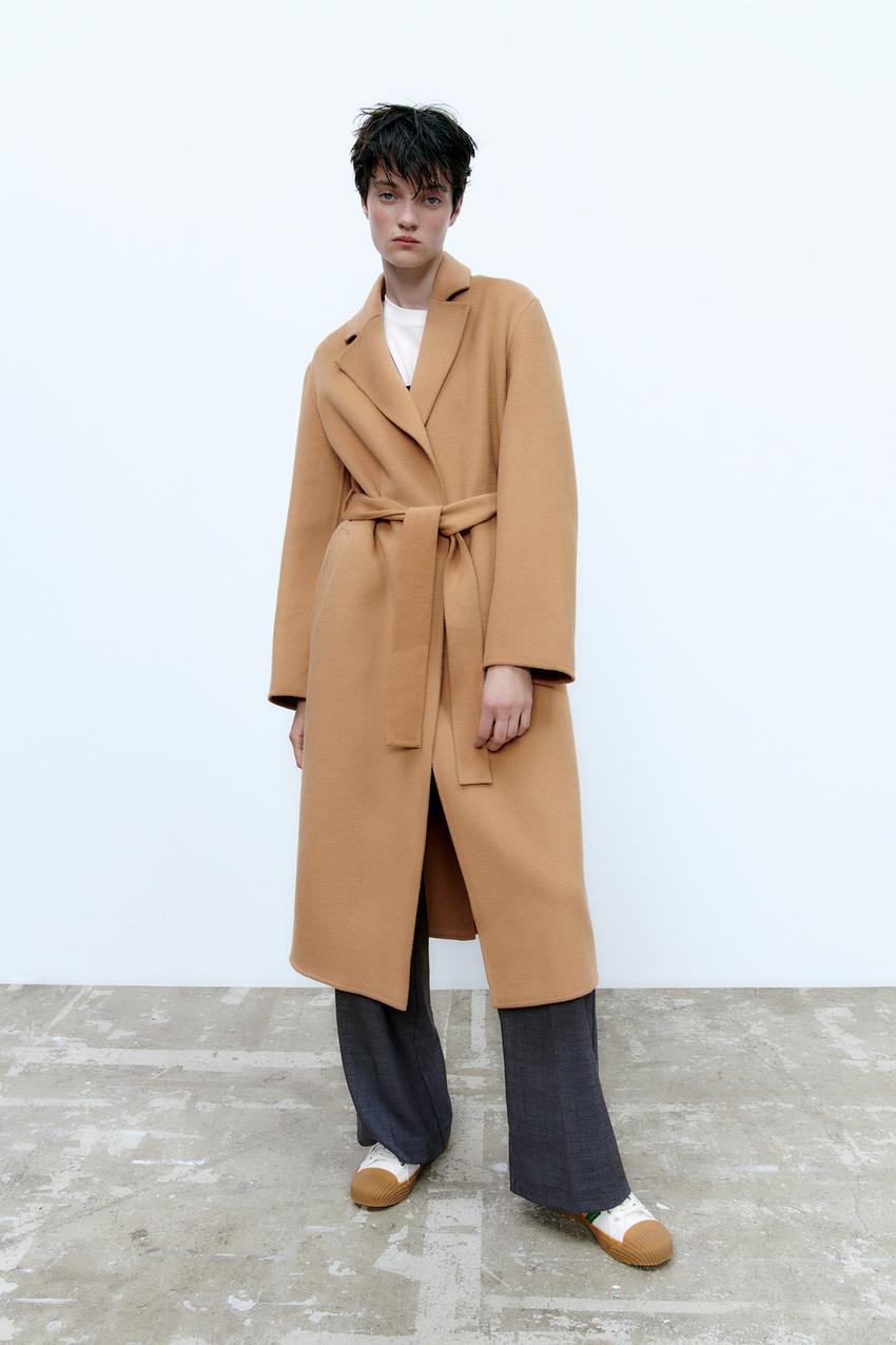 Wool blend belted coat zara Clearance