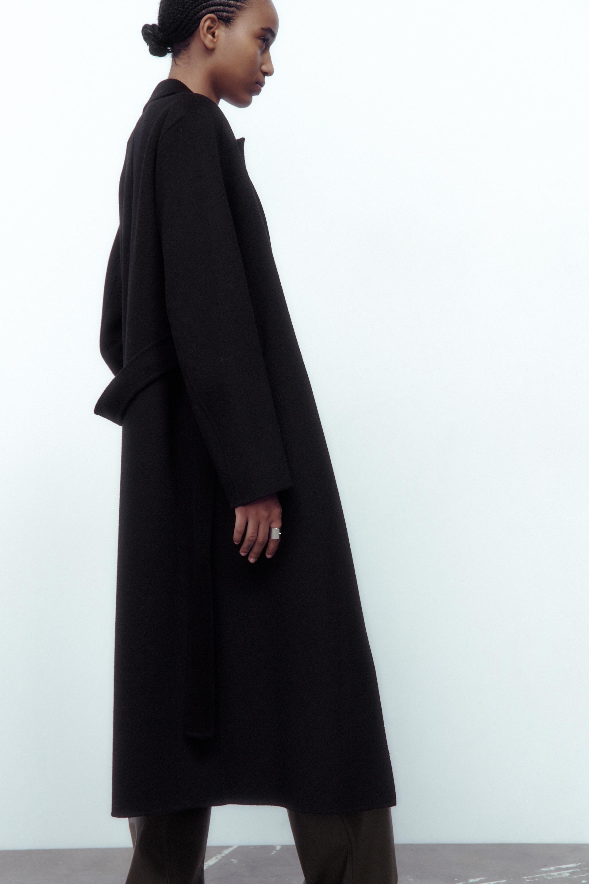 zara belted wool blend coat