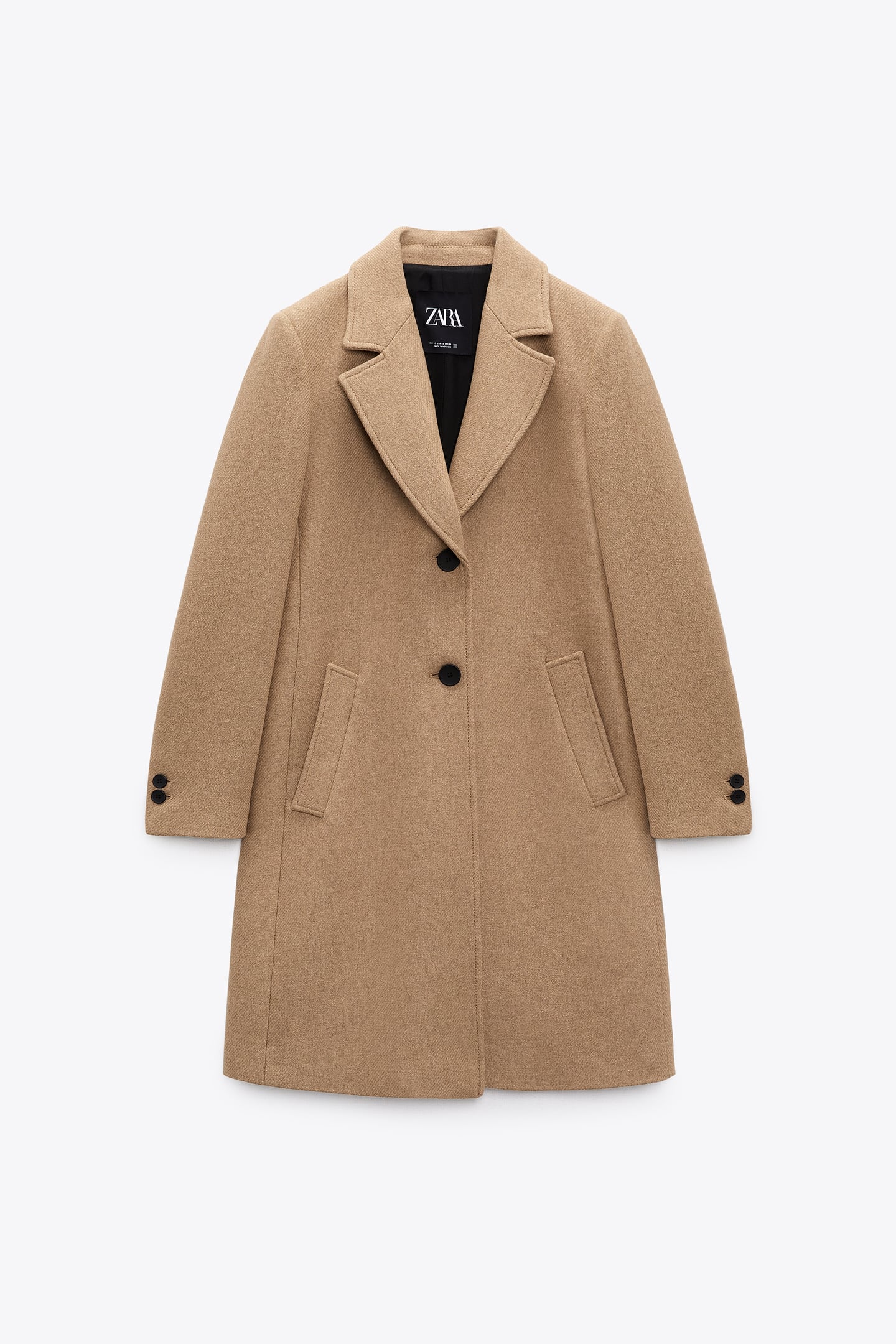 Wool Blend Fitted Coat Zara