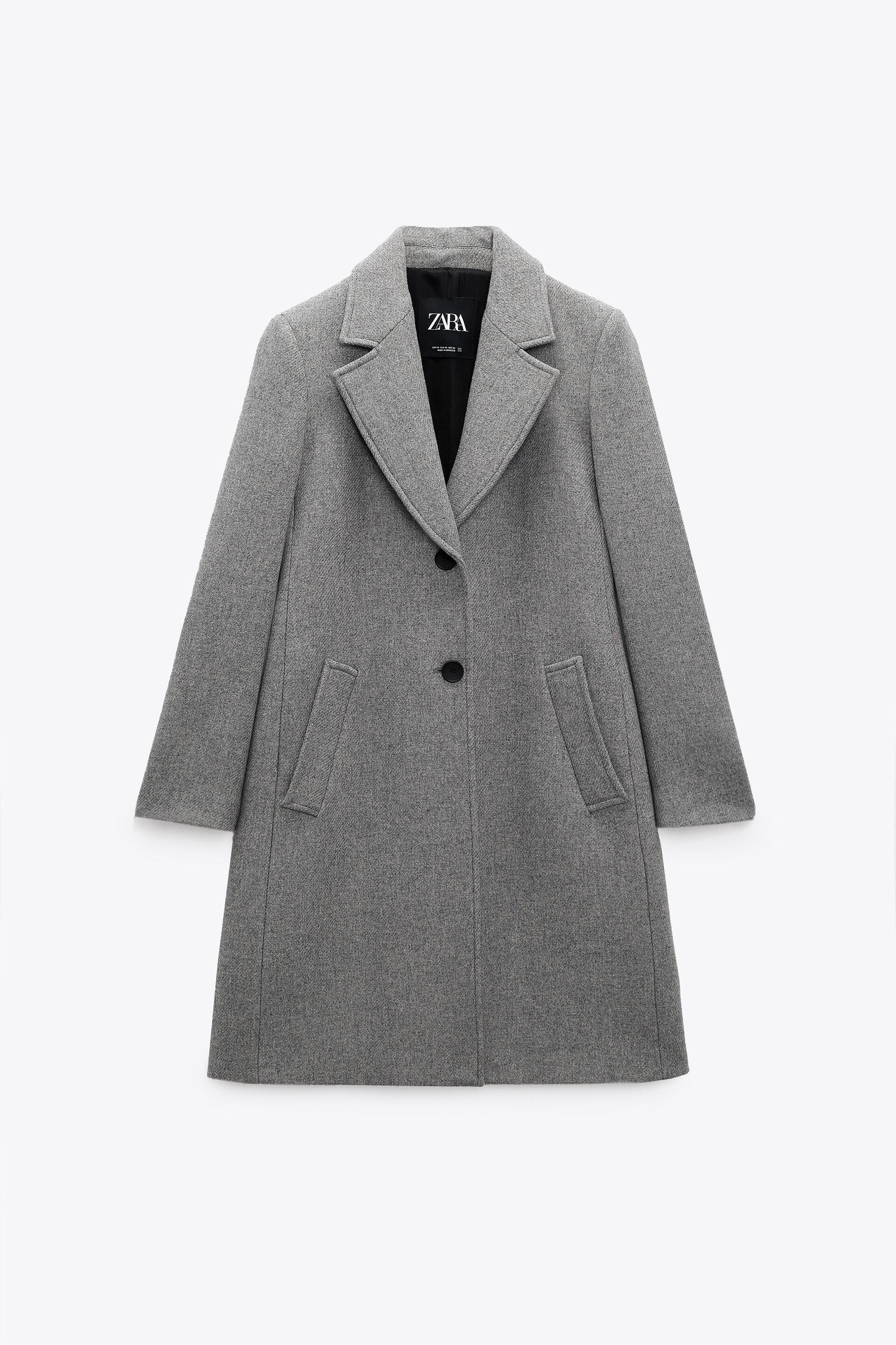 Gray wool coat zara Clearance