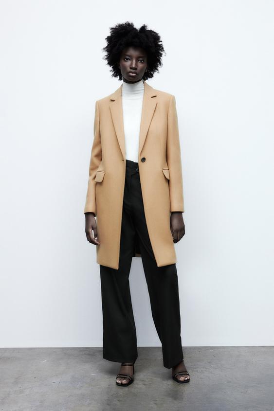 メンズ風デザインウールオーバーコート ライトゴールデンブラウン Zara Japan 日本 メンズ風デザインウールオーバーコート ライトゴールデンブラウン Zara Japan 日本