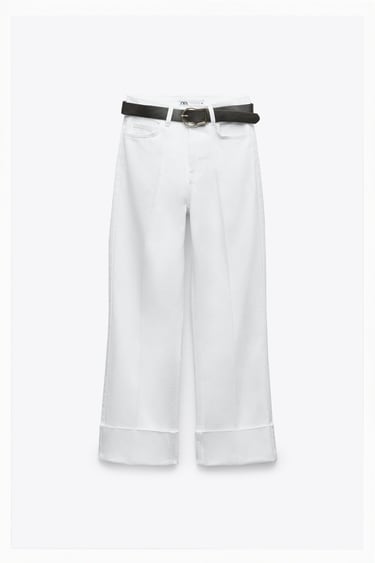 Image 0 of Z1975 BELTED HIGH RISE STRAIGHT JEANS from Zara