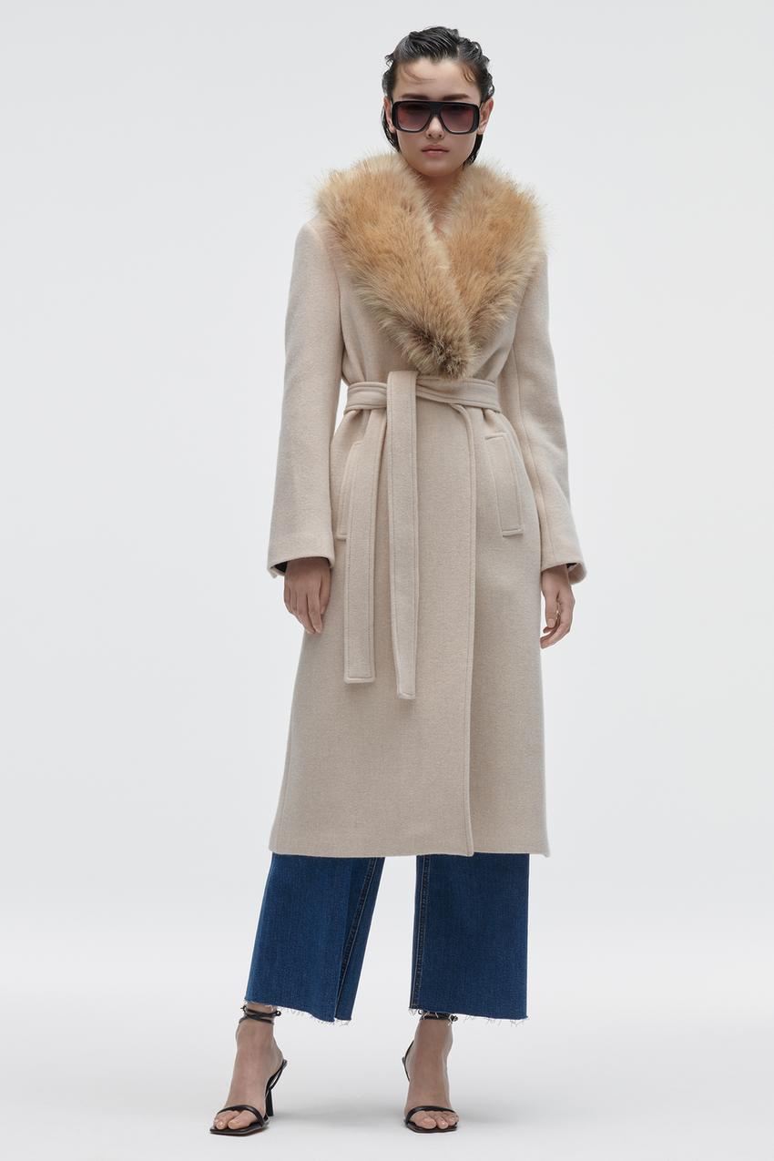 Zara coat with fur collar Clearance