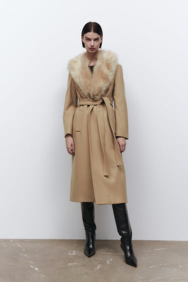 Image 0 of LONG PREMIUM WOOL BLEND COAT from Zara