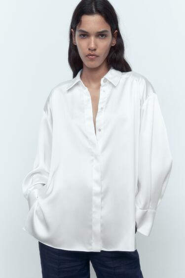 Image 0 of BUTTONED SATIN SHIRT from Zara