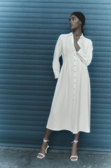 フィット シャツワンピース オフホワイト Zara Japan 日本 フィット シャツワンピース オフホワイト Zara Japan 日本