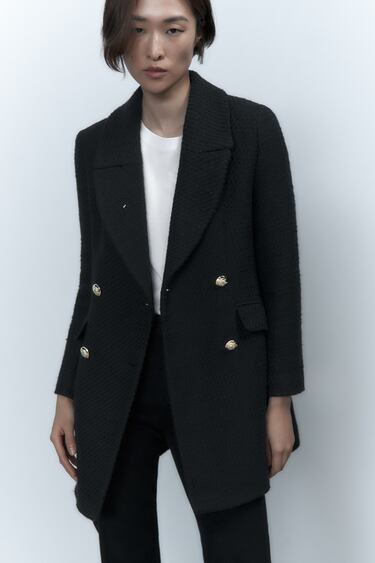 Image 0 of TEXTURED COAT WITH GOLDEN BUTTONS from Zara