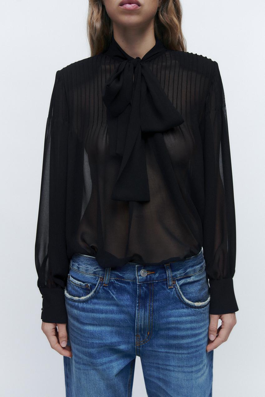 Blouse with bow zara Clearance